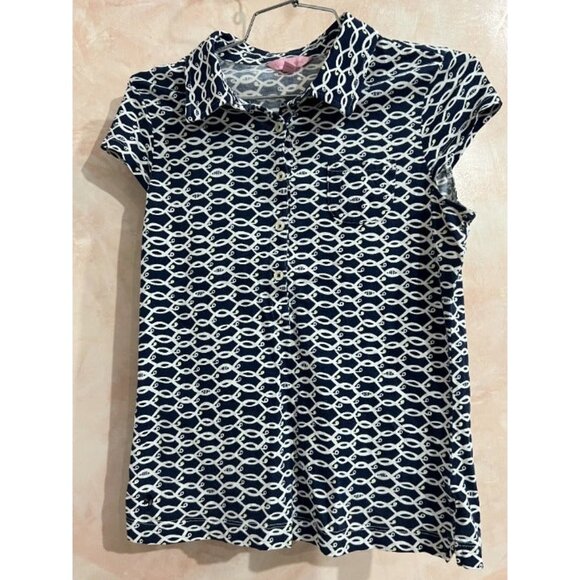 Lilly Pulitzer Tops - Lilly Pulitzer front button polo top short sleeve size s